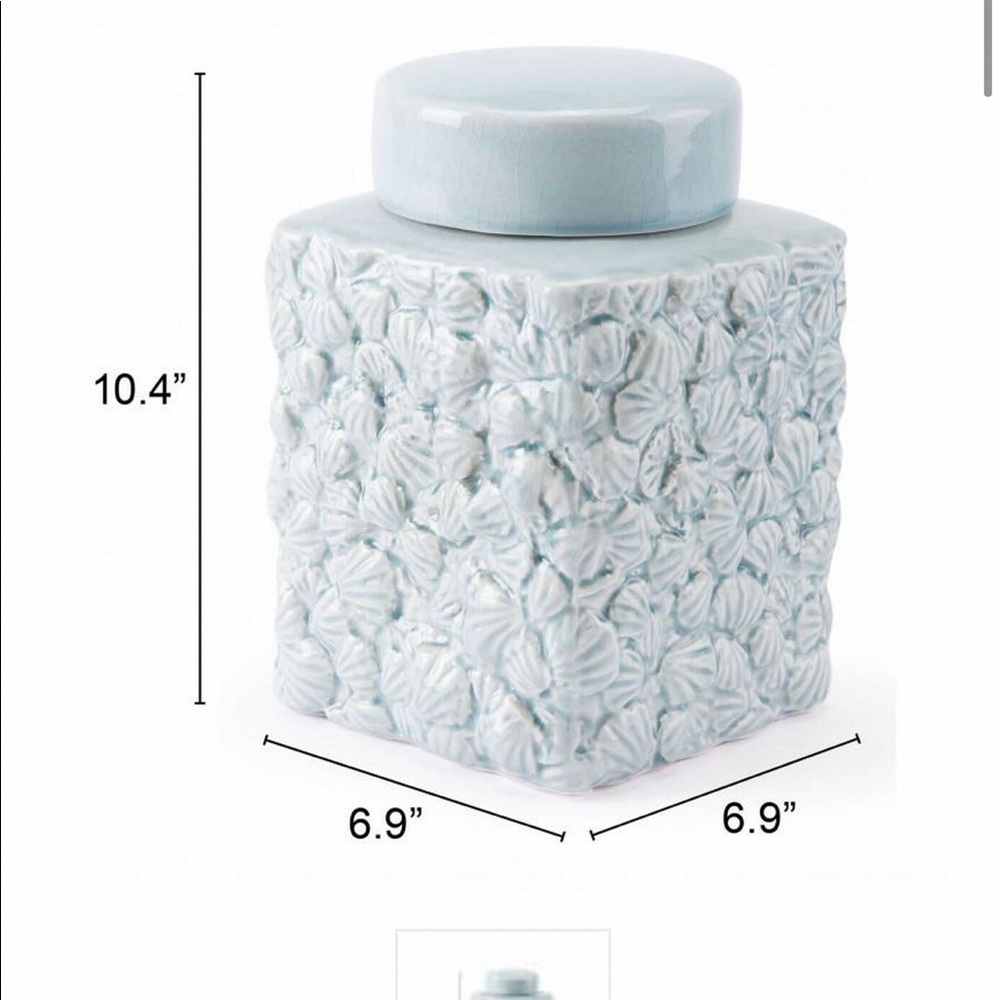 Brand new shell covered jar/foggy blue